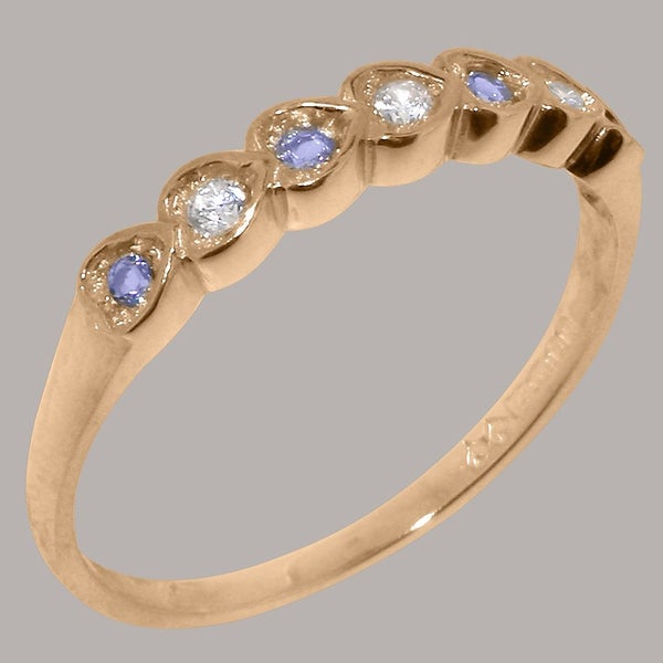 Rose Gold Synthetic Cubic Zirconia & Tanzanite Eternity Ring - Full UK Hallmark Carousel 1