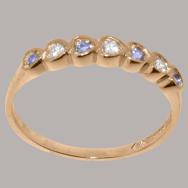 Rose Gold Synthetic Cubic Zirconia & Tanzanite Eternity Ring - Full UK Hallmark Carousel 2