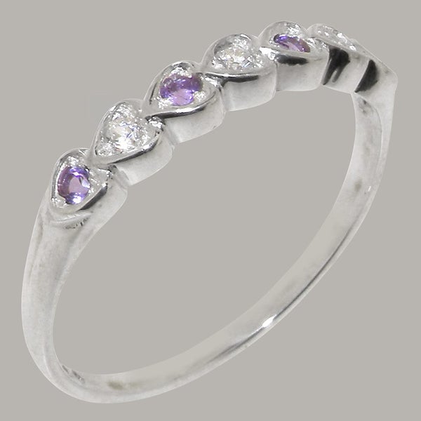 Sterling Silver Cubic Zirconia Amethyst Eternity Ring - Full UK Hallmark Carousel 1