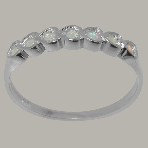 White Gold Natural Opal Womens Eternity Ring - Full 14ct Gold UK Hallmark Carousel 2