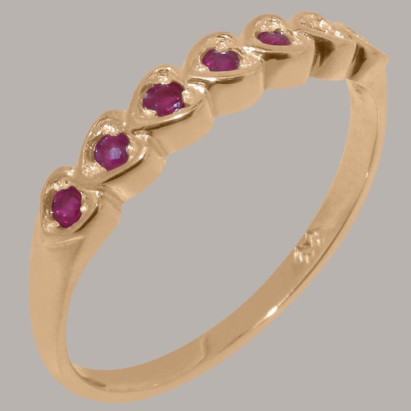 Rose Gold Natural Ruby Womens Eternity Ring - Full 9ct UK Hallmark Carousel 1