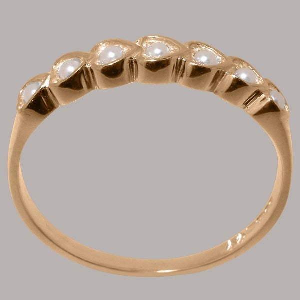 Rose Gold Pearl Womens Eternity Ring - Full 9ct UK Hallmark Carousel 2
