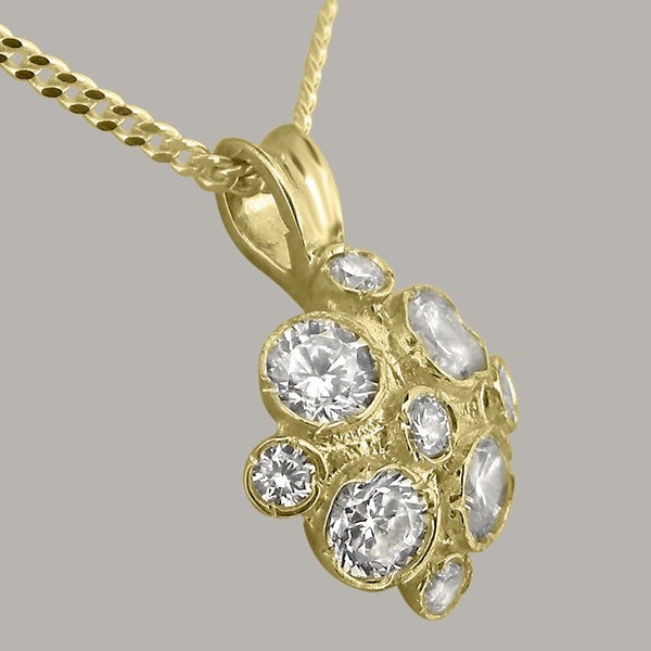 Gold Synthetic Cubic Zirconia Womens Vintage Pendant - Full 9ct UK Hallmark Carousel 2