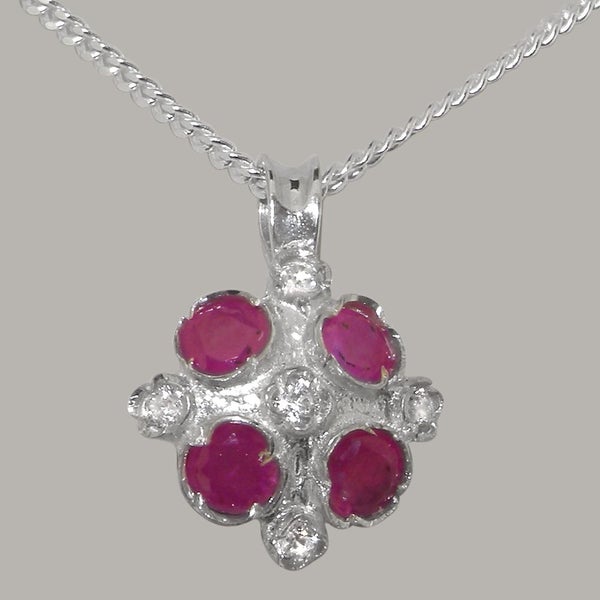 Sterling Silver Cubic Zirconia Ruby Womens Vintage Pendant - Full UK Hallmark Carousel 1