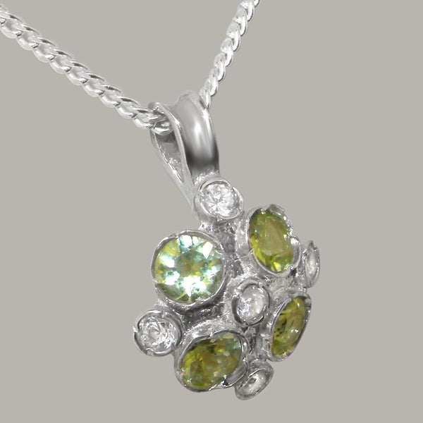 Sterling Silver Cubic Zirconia Peridot Womens Vintage Pendant - Full UK Hallmark Carousel 2