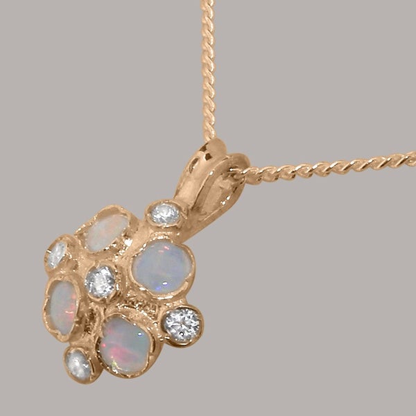 Rose Gold Natural Diamond & Opal Womens Vintage Pendant - Full 18k UK Hallmark Carousel 2