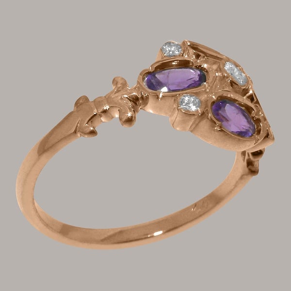 Rose Gold Amethyst & CZ Womens Ring - Full 18ct Gold UK Hallmark Carousel 2