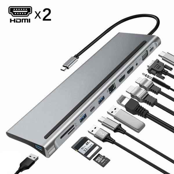 Usb Hub Hub to Dual 4K Docking Station Dual RJ45 Gigabit VGA Audio Jack Carousel 1
