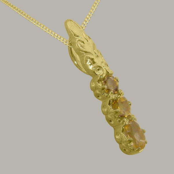 Gold Natural Citrine Womens Trilogy Pendant - Full 9ct UK Hallmark Carousel 2