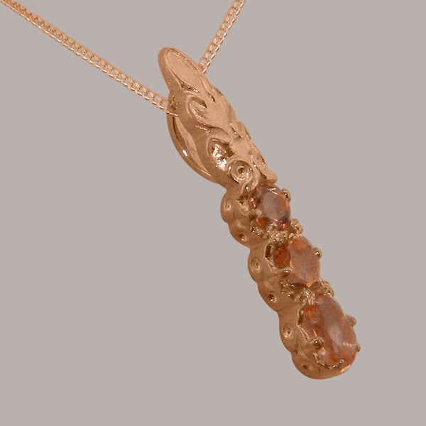 Rose Gold Natural Citrine Womens Trilogy Pendant - Full 18ct Gold UK Hallmark Carousel 2