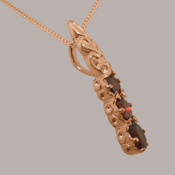 Rose Gold Natural Garnet Womens Trilogy Pendant - Full 9ct UK Hallmark Carousel 2