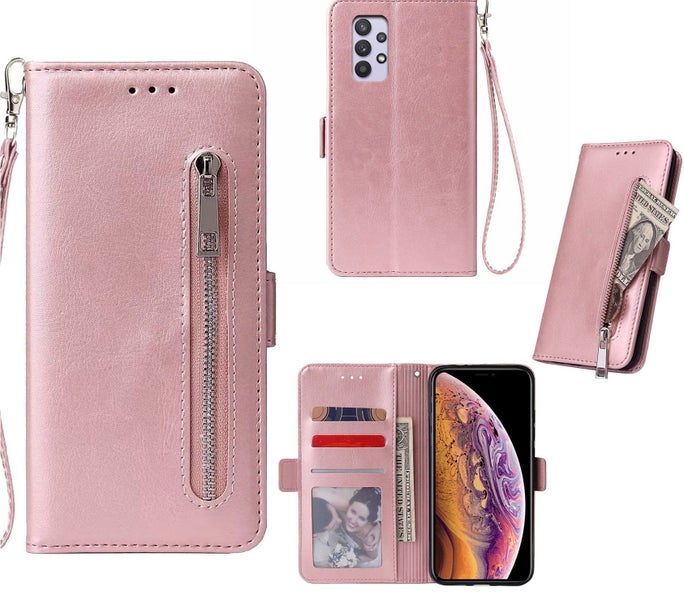 Galaxy A32 5G PU leather wallet case card slots zip side magnet RG Carousel 1