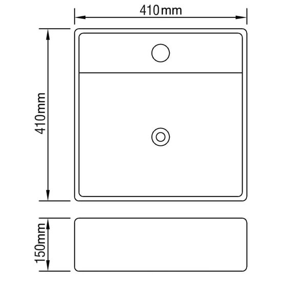 vidaXL Ceramic Basin Square with Overflow and Faucet Hole 41 x 41 cm Carousel 6