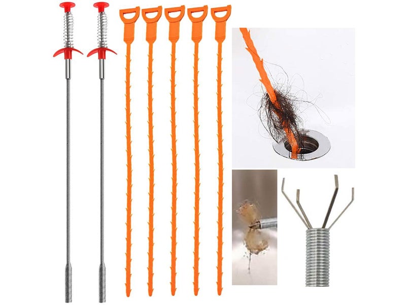 7PCS Toilet Sewer Dredging Tub Hair Drain Clog Remover Sink Cleaning Tools Kit Carousel 1