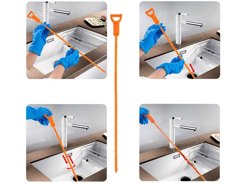 7PCS Toilet Sewer Dredging Tub Hair Drain Clog Remover Sink Cleaning Tools Kit Carousel 5