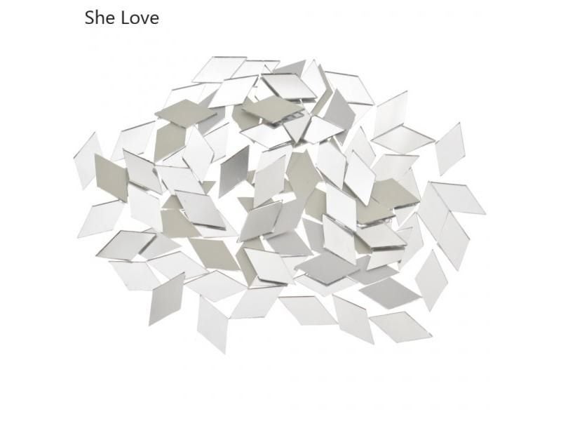 Chzimade 100Pcs/lot 10x20mm Diamond Shape Glass Mirror Mosaic Tiles For Home Carousel 1