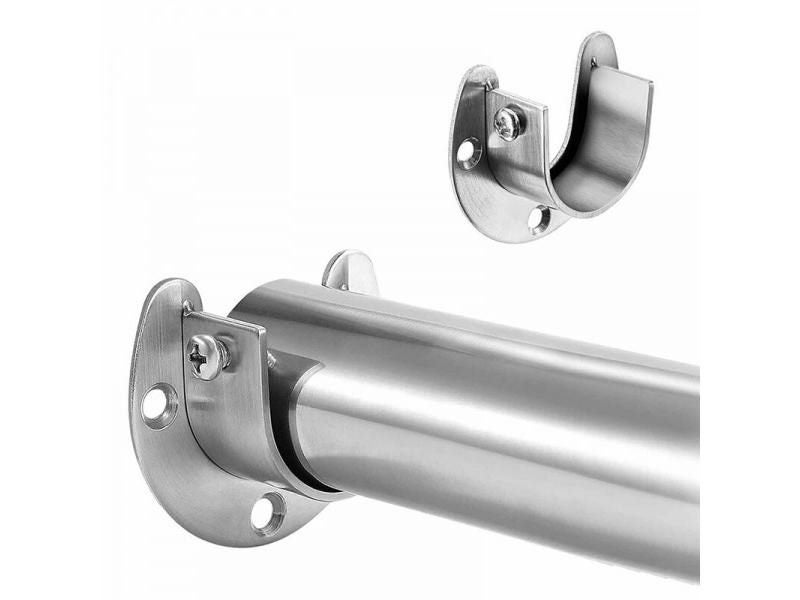 Stainless Steel Clothes Rail Closet Pole With Socket Flange End Supports Carousel 2