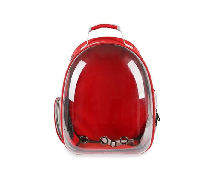 Transparent Pet Carrier Backpack for Cat Kitten Doggie Puppy-RED Carousel 1