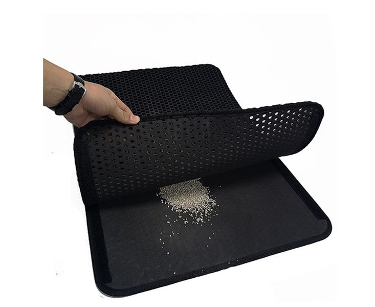 Cat Litter Mat Kitty Litter Trapping Mat Litter Box Rug Carpet-BLACK Carousel 2