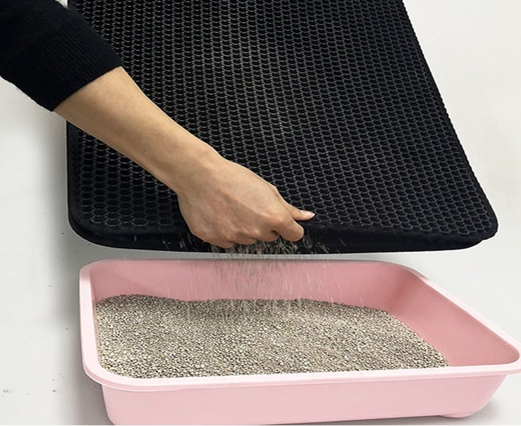 Cat Litter Mat Kitty Litter Trapping Mat Litter Box Rug Carpet-BLACK Carousel 4