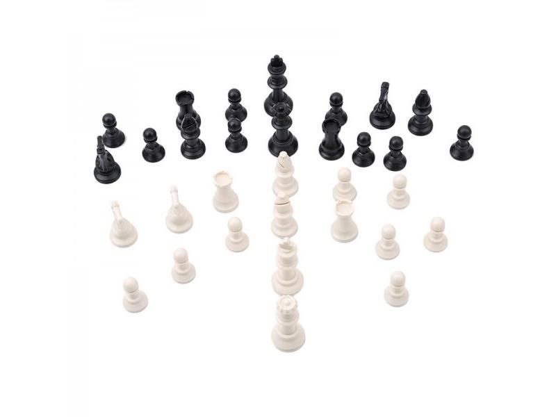 32pcs Plastic Chess Pieces International Word Chess Set Black White Carousel 1