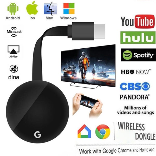 5G WiFi Wireless Display Dongle TV Stick for Google 4K Media Video Streamer HD Carousel 2