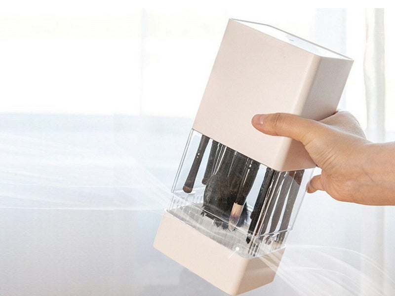 2X Air-Drying Makeup Brushes Storage Box 12 Holes Makeup Brush Holder White Pink Carousel 5