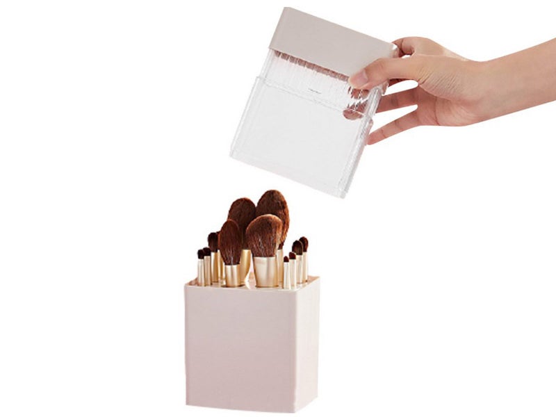 2X Air-Drying Makeup Brushes Storage Box 12 Holes Makeup Brush Holder White Pink Carousel 2