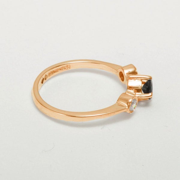 Rose Gold Natural Sapphire Cubic Zirconia Trilogy Ring - Full 9ct UK Hallmark Carousel 2
