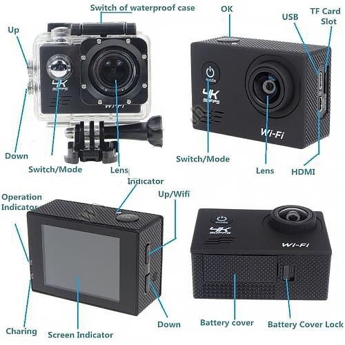 Sports Waterproof Action Cam Camera 2.0" LCD 4K 30FPS ULTRA HD Wi-Fi Carousel 4