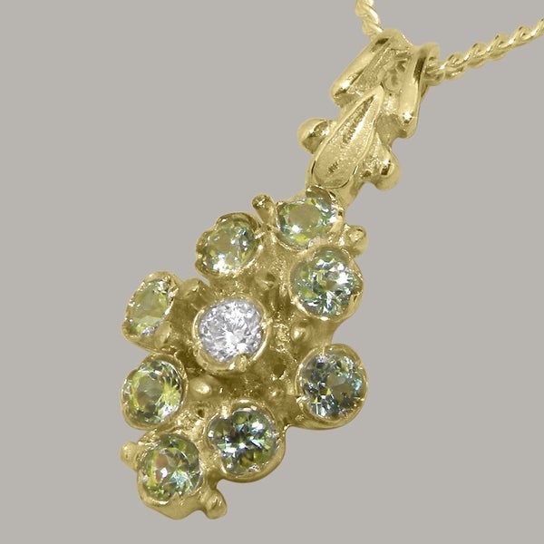 Gold Natural Diamond & Peridot Womens Pendant & Chain Carousel 2