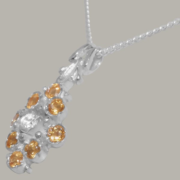White Gold Cubic Zirconia & Citrine Womens Pendant & Chain Carousel 2
