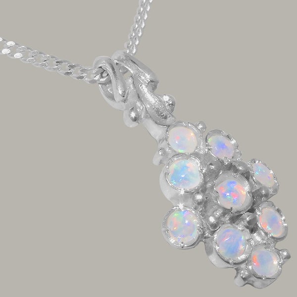 White Gold Natural Opal Womens Pendant & Chain - Full 18ct Gold UK Hallmark Carousel 2