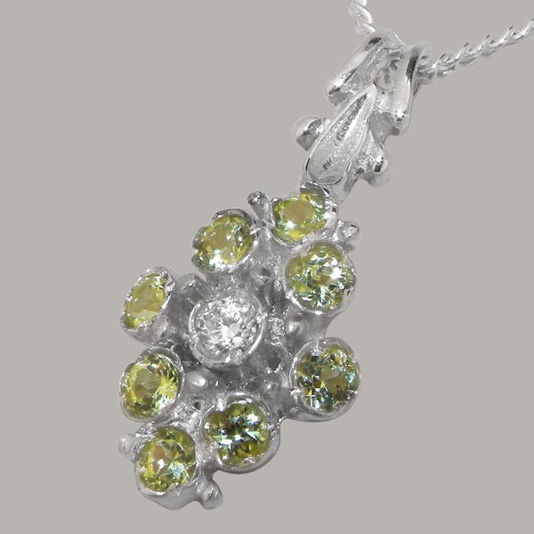Sterling Silver Cubic Zirconia & Peridot Womens Pendant & Chain Carousel 2