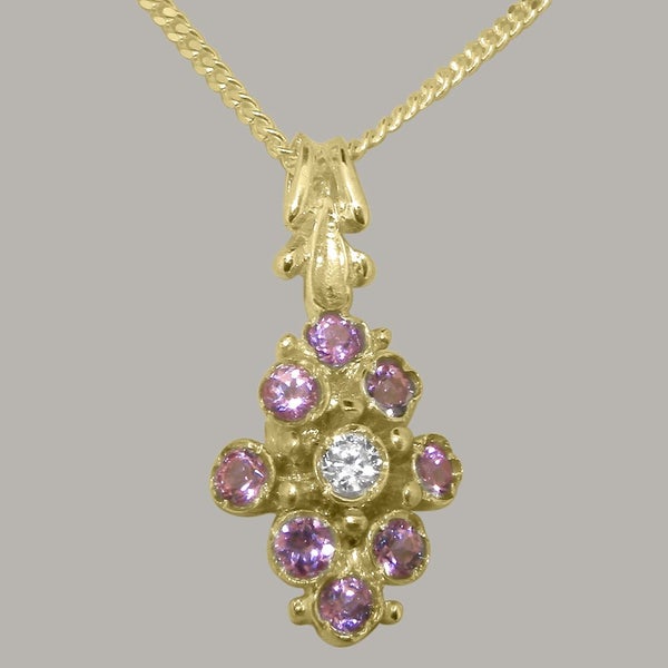 Gold Cubic Zirconia & Pink Tourmaline Womens Pendant & Chain Carousel 1