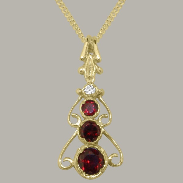 Gold Natural Garnet & Cubic Zirconia Womens Bohemian Pendant & Chain Carousel 1