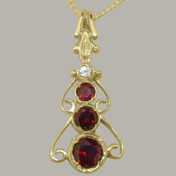 Gold Natural Garnet & Cubic Zirconia Womens Bohemian Pendant & Chain Carousel 2