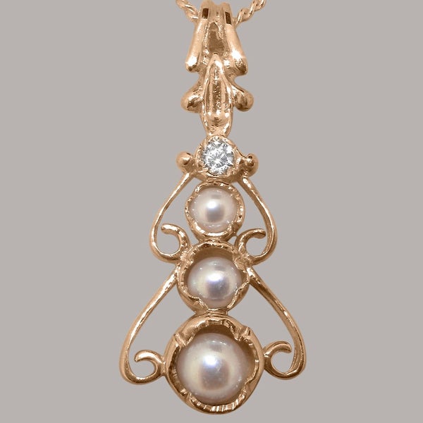 Rose Gold Pearl & Diamond Womens Bohemian Pendant & Chain Carousel 2