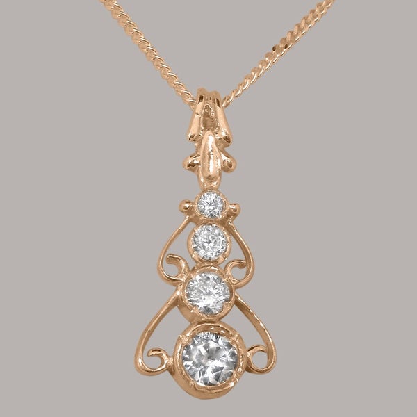 Rose Gold Cubic Zirconia Womens Bohemian Pendant & Chain Carousel 1