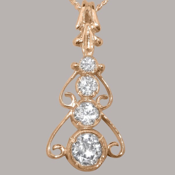 Rose Gold Cubic Zirconia Womens Bohemian Pendant & Chain Carousel 2