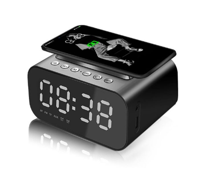 3 In 1 Smart Power Off Wireless Charging Bluetooth Speaker Clock Carousel 2