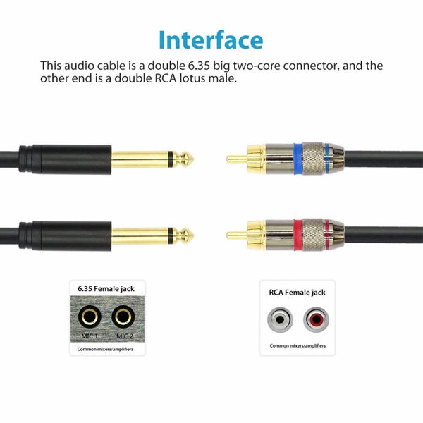 Dual 6.35mm Audio to 2 RCA Cable Carousel 2