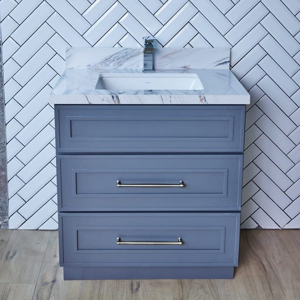 New Arrival- Freestanding Vanity 800mm with Drawers Dark Grey (SOLID WOOD) Carousel 1