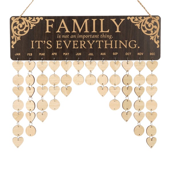 Inkdotpot Wooden DIY Birthday Calendar Plaque, Farmhouse Gift for Grandparents Carousel 1