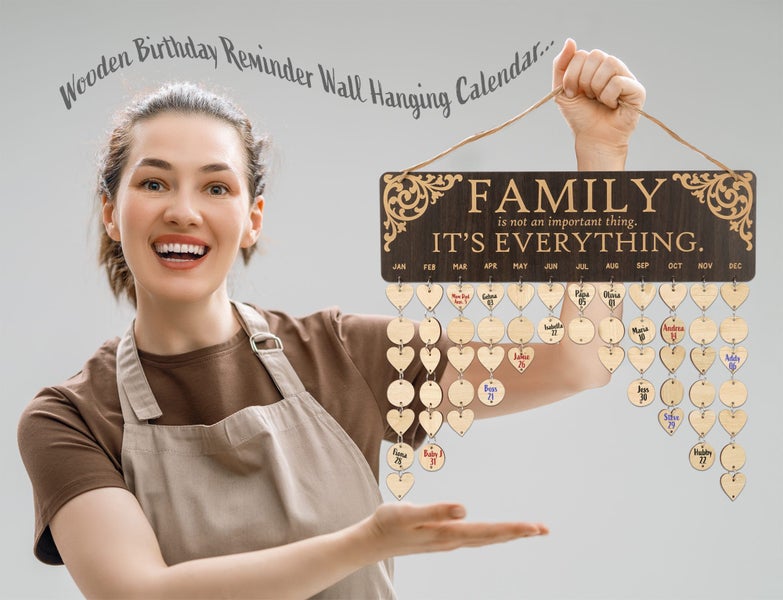 Inkdotpot Wooden DIY Birthday Calendar Plaque, Farmhouse Gift for Grandparents Carousel 2