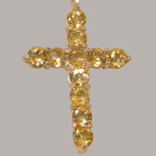 Rose Gold Natural Citrine Womens Cross Pendant & Chain - Choice of Chain Lengths Carousel 2