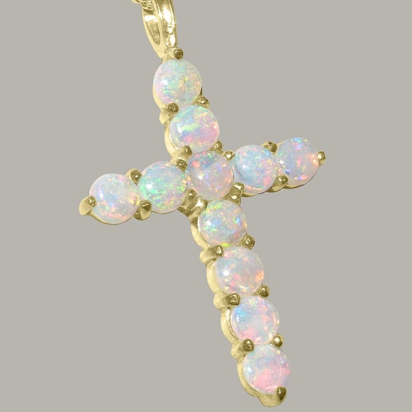Gold Natural Opal Womens Cross Pendant & Chain - Choice of Chain Lengths Carousel 1