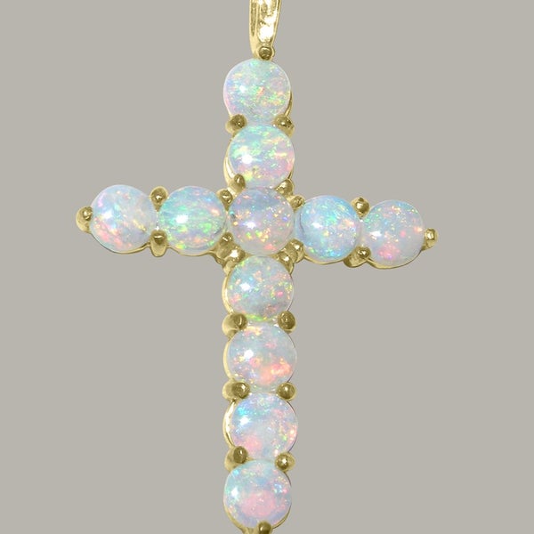 Gold Natural Opal Womens Cross Pendant & Chain - Choice of Chain Lengths Carousel 2