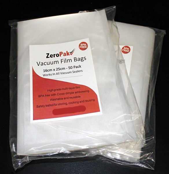 **ZEROPAK**VACUUM BAGS**16cm wide x 25cm long** TWO PACK** Carousel 1