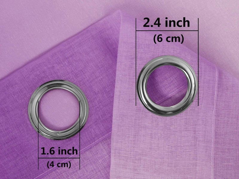 Pair of Light Filtering Semi Sheer Grommet Top Curtains Home Decorations Purple Carousel 5